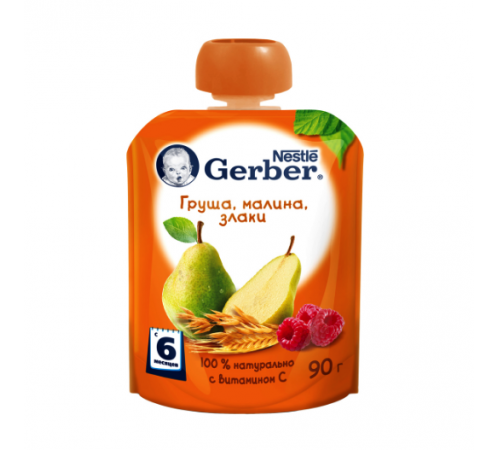 Детское питание в Молдове Gerber пюре Груша-малина-злаки 90 гр Детское питание в Молдове gerber пюре Груша-малина-злаки 90 гр