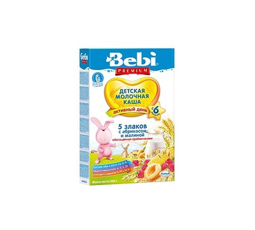 Bebi Premium Молочная каша 5 злаков с абрикосом и малиной 200gr. (6m+) bebi premium Молочная каша 5 злаков с абрикосом и малиной 200gr. (6m+)