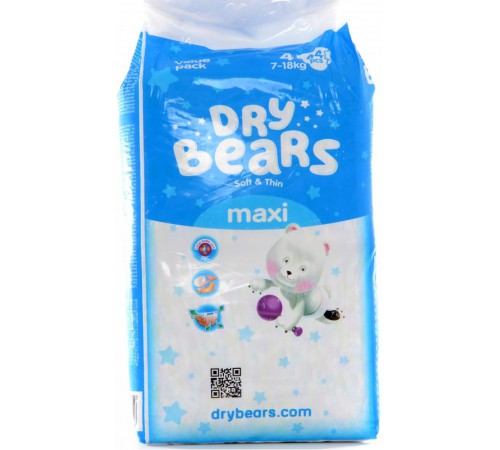 Dry Bears Soft&Thin Maxi 4 (7-18 кг.) 44 шт. dry bears soft&thin maxi 4 (7-18 кг.) 44 шт.