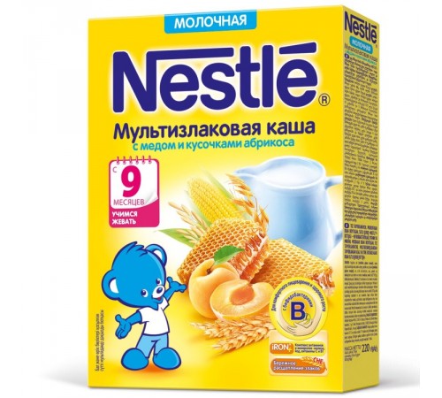 Каша молочная Nestle многозерновая с медом и абрикосом Каша молочная nestle многозерновая с медом и абрикосом