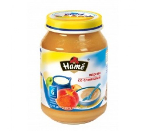 Hame Пюре Персик со сливками 190gr. (6m+) hame Пюре Персик со сливками 190gr. (6m+)
