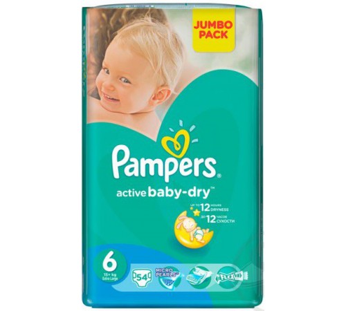 Pampers Active Baby Extra Large 6 (15+ кг.) 54 шт. pampers active baby extra large 6 (15+ кг.) 54 шт.