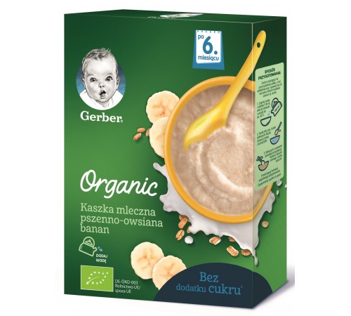 Детское питание в Молдове Gerber Organic Каша из пшеницы и овса на молоке с бананом 240 гр. (6+) gerber organic Каша из пшеницы и овса на молоке с бананом 240 гр. (6+)