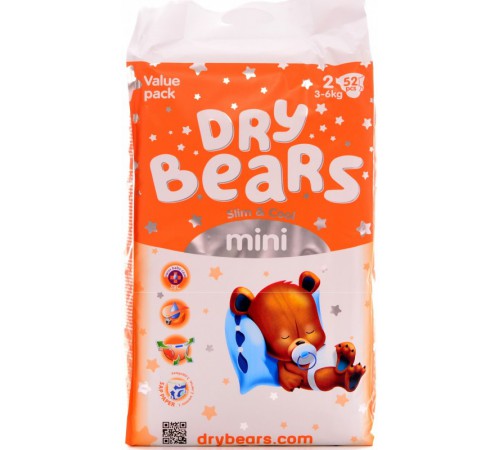 Dry Bears Slim&Cool 2 Mini (3-6 кг) 52 шт. dry bears slim&cool 2 mini (3-6 кг) 52 шт.