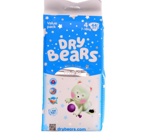 Dry Bears Slim&Cool 4 Maxi (7-18 кг) 44 шт. dry bears slim&cool 4 maxi (7-18 кг) 44 шт.