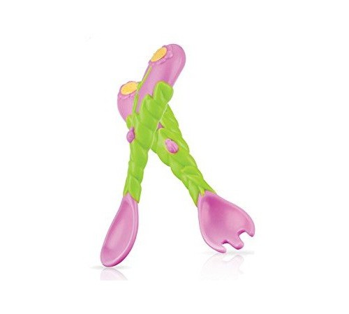 Nuby ID22012 Набор ложечка и вилка серии "Цветочек" (9m+) nuby id22012 Набор ложечка и вилка серии "Цветочек" (9m+)