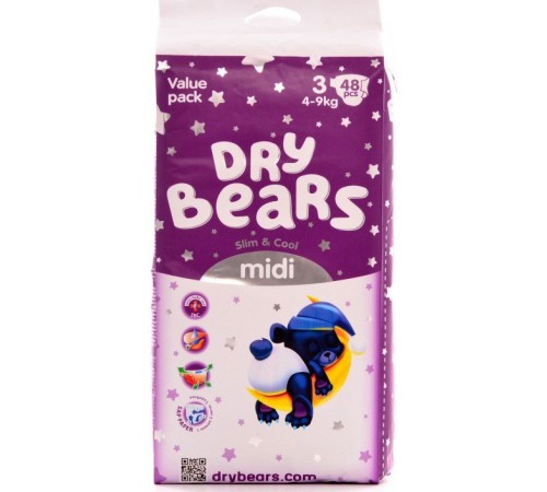 Dry Bears Slim&Cool 3 Midi (4-9 кг) 48 шт. dry bears slim&cool 3 midi (4-9 кг) 48 шт.
