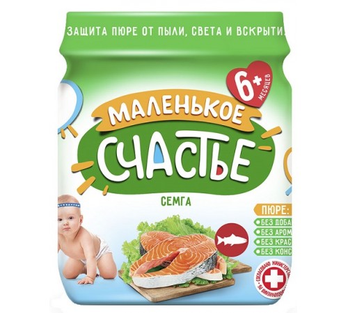 Детское питание в Молдове "Маленькое счастье" Пюре из сёмги 90 gr. (6m+) Детское питание в Молдове "Маленькое счастье" Пюре из сёмги 90 gr. (6m+)