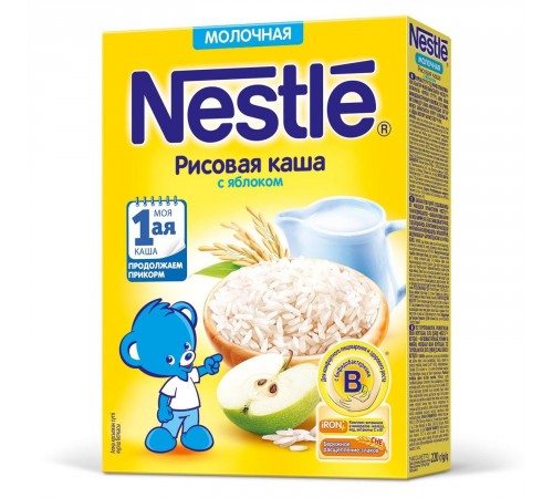 Каша молочная Nestle рисовая с яблоком, от 4 мес. 220 г Каша молочная nestle рисовая с яблоком, от 4 мес. 220 г
