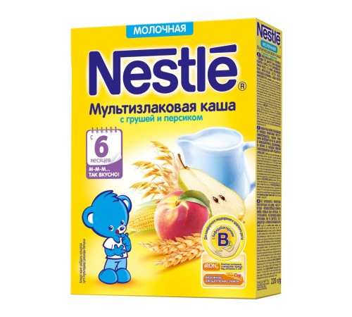 Детское питание в Молдове Каша молочная Nestle мультизлаковая с грушей и персиком с 6 мес. 220 г Детское питание в Молдове Каша молочная nestle мультизлаковая с грушей и персиком с 6 мес. 220 г