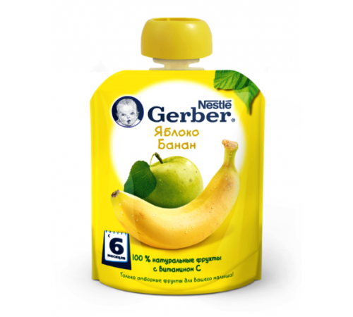 Детское питание в Молдове Gerber пюре Яблоко-банан 90 гр Детское питание в Молдове gerber пюре Яблоко-банан 90 гр