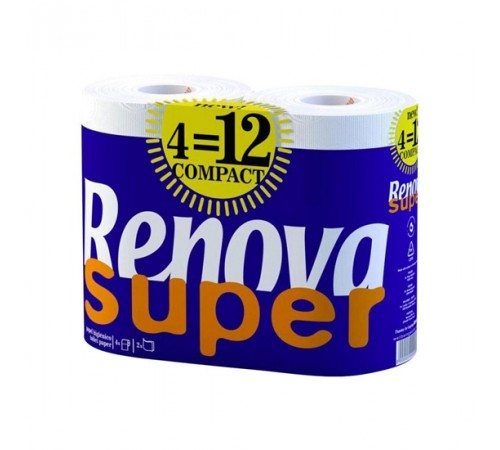 Renova Бумага гигиеническая Super Compact (4) белая 8016681 renova Бумага гигиеническая super compact (4) белая 8016681