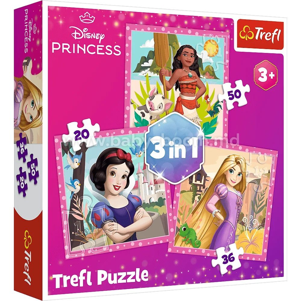 Trefl 34875 Puzzle 3 in 1 Disney Princess (20/36/50 el.) în Moldova
