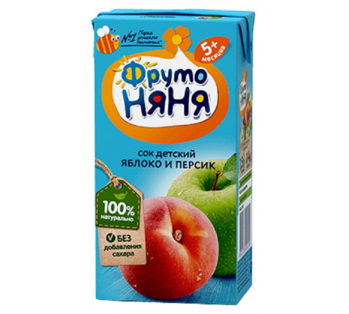  ФрутоНяня сок  яблоко-персик неосветленный 200 мл. (5 м+)