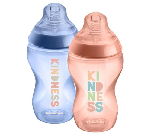  tommee tippee tt0040 set de 2 biberoane "closer to nature kindness" (3 luni+) 2х340 ml.