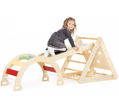 chipolino wtchce02403 Деревянный игровой центр 6 в 1(горка, качели и скалодром)