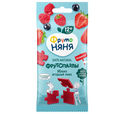  ФрутоНяня "frutopuzzle" mere și mix de fructe de pădure 20 gr. (12 l+)