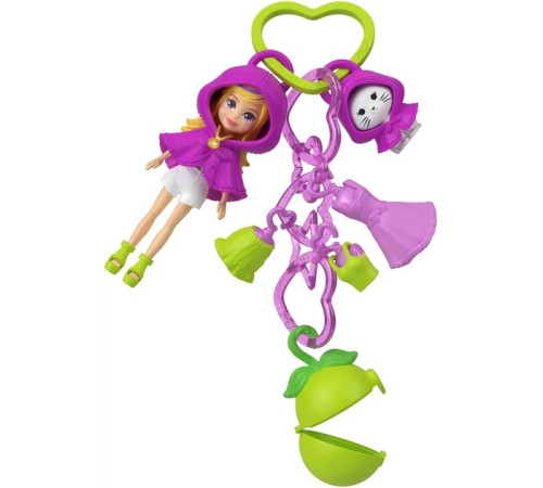 polly pocket jkr46 păpușă breloc cu accesorii (7,5 cm) &icirc;n sort.