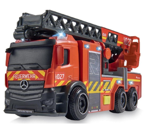 dickie 3714011 camion de pompieri "mercedes" cu sunet și lumină (23 cm.)
