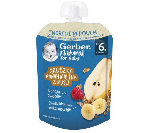  gerber piure "pere-banane-zmeura-cereale" (6 m+) 80 gr.
