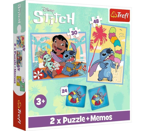  trefl 93585 puzzle 2 în 1 "lilo și stitch" (30\48 el.) + 24 memos