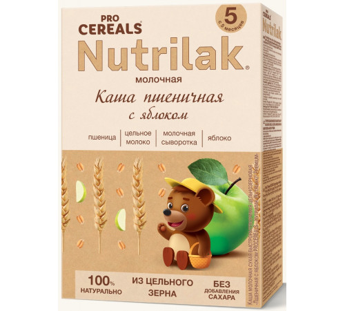 nutrilak Каша молочная пшеничная с яблоком (5 м +) 200 гр.