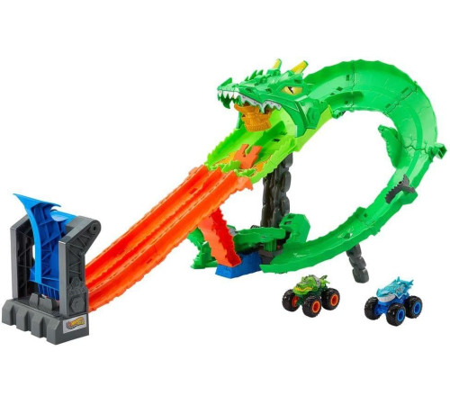 hot wheels jfr06 set de joc "monster trucks sharks vs dinos"