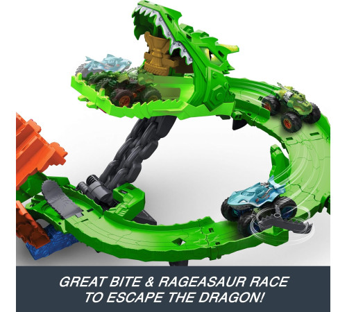 hot wheels jfr06 set de joc "monster trucks sharks vs dinos"