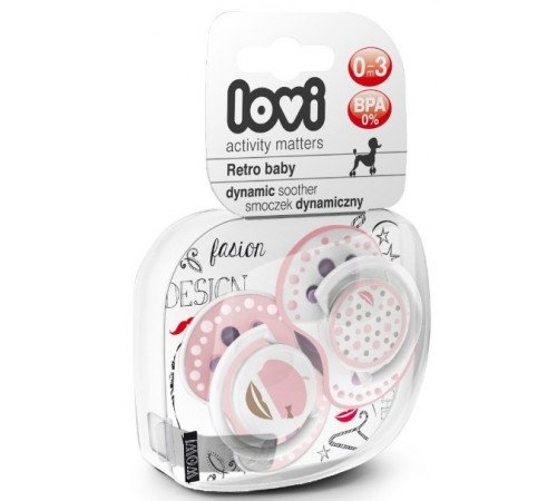 lovi 22/803girl suzeta dinamica din silicon "retrobaby" (0-3 m) 2 buc.