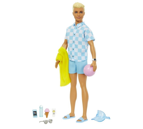  barbie hpl74 papusa ken in costum albastru plaja