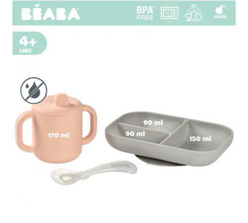 beaba 5067 Набор посуды силикон (3 предмета) голубой