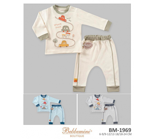 Haine pentru copii in Moldova bebbemini  bm-1969 costum de 2 unitati (6/9/12/18/24 luni) in sort.