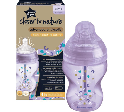 tommee tippee tt0022 biberon "advanced anti-colic" violet (0 luni+) 260 ml.