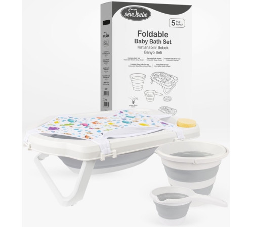  sevi 363-13 Ванночка складная с аксессуарами (5 ед) серый****