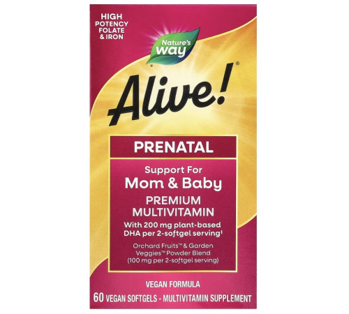 Питание и аксесcуары в Молдове Natures Way, Alive! Витамины для беременных "Premium Prenatal Multivitamin" (60 шт)  natures way, alive! Витамины для беременных "premium prenatal multivitamin" (60 шт)