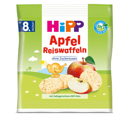 Детское питание в Молдове hipp 3566 Рисовые хлебцы с яблоком (8 м +) 30 гр.