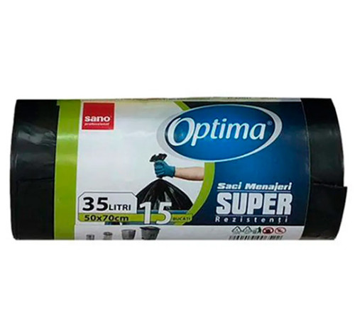 Produse chimice de uz casnic in Moldova sano saci menajeri optima negri (35 l) 15 buc. 007000