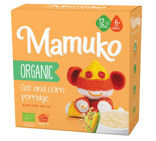 mamuko terci organic fara lapte de ovaz si porumb (6 luni+) 200 g.