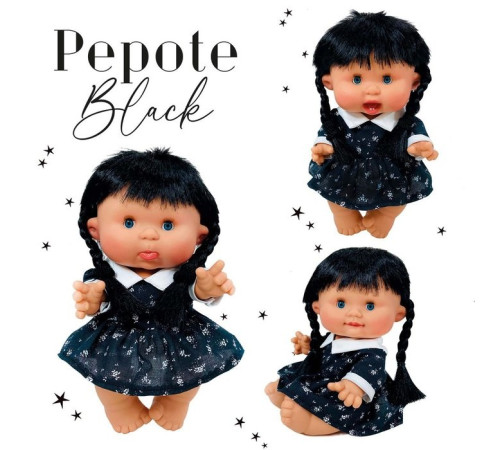 nines 455 papusa "pepote black" (26 cm.) in sort.