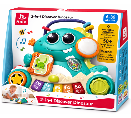hola toys he8976 Музыкальная игрушка 2 в 1 "Динозавр"