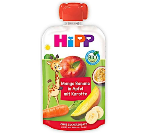 hippis 42534 piure mango-banană-măr-morcov (6 luni+) 100 gr.