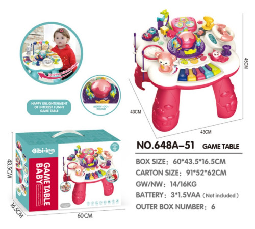 bibiin toys 648a-51 Детский игровой развивающий столик (розовый)