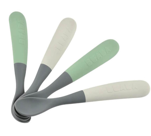  beaba b913575 set 4 lingurițe din silicon (4 buc) verde