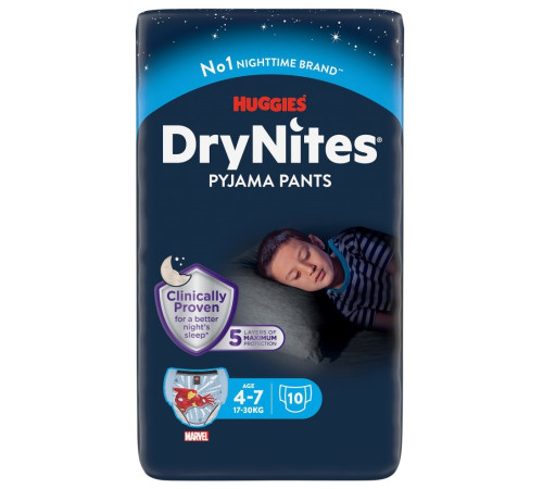  chiloți absorbanți huggies drynites boy (17-30 kg.) 10 buc.