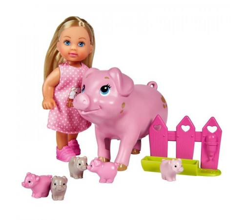 simba 5733337 Кукла Еви со свинкой и поросятами