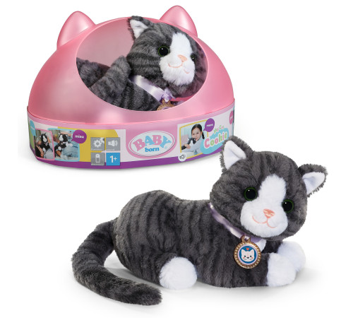 zapf creation 837580 pisicuță interactivă cu cutie baby born "my cat cookie"