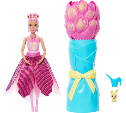  barbie jmf57 păpușă barbie parfumată "petal pop" &icirc;ntr-o rochie roz cu lalea