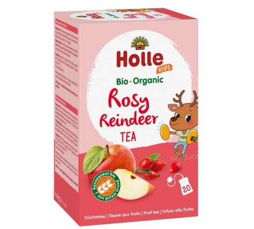  holle bio organic Детский фруктовый чай rosy reindeer (от 3 лет) 20 пакетиков