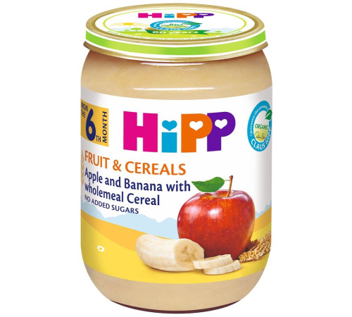 hipp 4803 terci de cereale integrale mere-banane (6 m+) 190 gr.