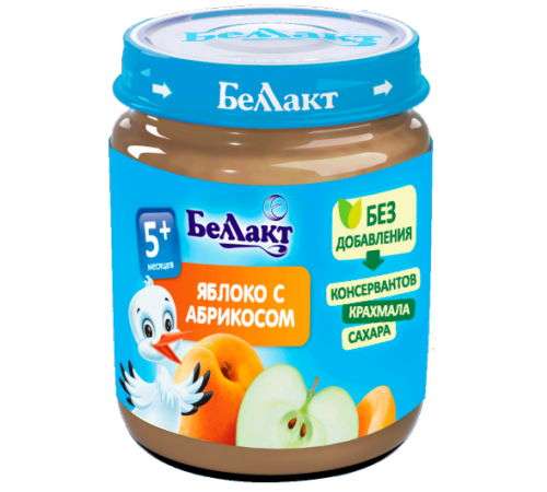Детское питание в Молдове Беллакт Пюре из яблок и абрикос 100 гр. (5 м. +)